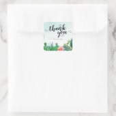 Waterverf Succulent Dank u Vierkante Sticker (Tas)