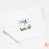 Waterverf Succulent Dank u Vierkante Sticker (Envelop)