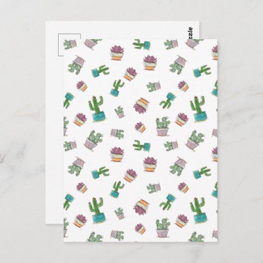 Waterverf Succulent en Cactus Plant Pattern Briefkaart (Voorkant / Achterkant)