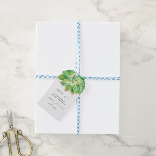 Waterverf Succulent Favor Gift Label Cadeaulabel (Met Touw)