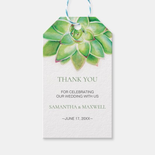 Waterverf Succulent Favor Gift Label Cadeaulabel (Voorkant)
