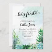 Waterverf Succulent Fiesta Bruiloftsuitnodiging Kaart (Voorkant)