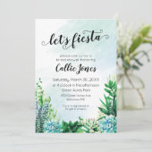Waterverf Succulent Fiesta Bruiloftsuitnodiging Kaart (Staand voorkant)