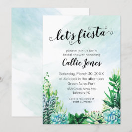 Waterverf Succulent Fiesta Bruiloftsuitnodiging Kaart