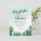 Waterverf Succulent Fiesta Uitnodiging voor Bruids (Staand voorkant)