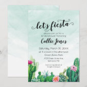 Waterverf Succulent Fiesta Uitnodiging voor Bruids (Voorkant / Achterkant)