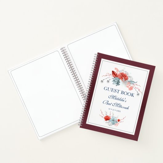 Waterverf Succulent Floral Bat Mitzvah Guest Book Notitieboek (Binnen)