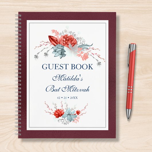 Waterverf Succulent Floral Bat Mitzvah Guest Book Notitieboek