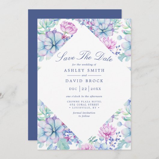 Waterverf Succulent Floral Boho Save the Date (Voorkant / Achterkant)
