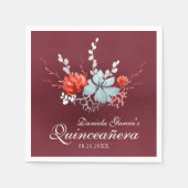 Waterverf Succulent Floral Botanical Quinceañera Servet (Voorkant)