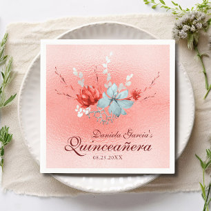 Waterverf Succulent Floral Botanical Quinceañera Servet