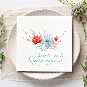 Waterverf Succulent Floral Botanical Quinceañera Servet