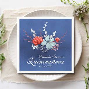 Waterverf Succulent Floral Botanical Quinceañera Servet