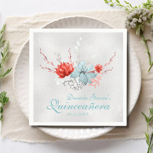 Waterverf Succulent Floral Botanical Quinceañera Servet