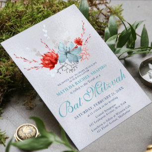 Waterverf Succulent Floral Botanisch Bat Mitzvah Kaart
