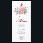 Waterverf Succulent Floral Botanisch Bat Mitzvah Menu<br><div class="desc">Dit ontwerp is voorzien van een sierlijk waterverf sappig bloemboeket in zacht blauw en zilver met een koraalrode bloemetjes op een witte achtergrond met uw Menu informatie in het midden. Personaliseer door de tekst in de tekstvakken te bewerken. Ontworpen voor u door Evco Studio www.zazzle.com/store/evcostudio #mitzvah #batmitzvah #eventplanner #mazeltov #jewish...</div>