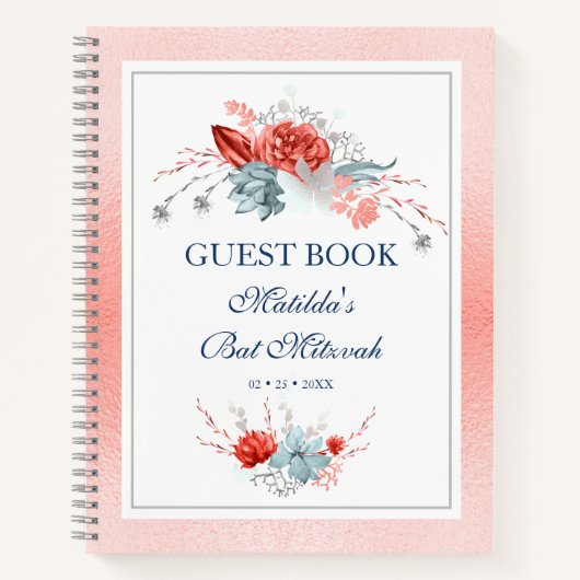 Waterverf Succulent Floral Botanisch Bat Mitzvah Notitieboek (Voorkant)