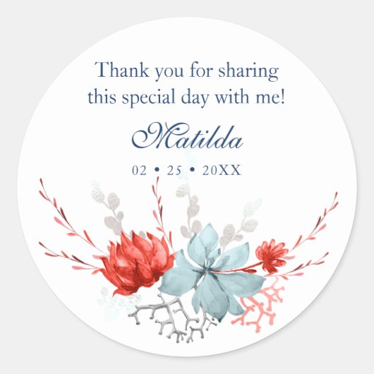 Waterverf Succulent Floral Botanisch Bat Mitzvah Ronde Sticker (Voorkant)