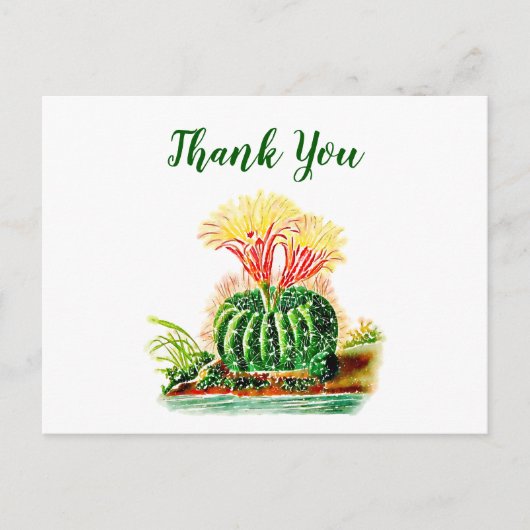 Waterverf Succulent Floral Cactus Bedankt Briefkaart (Voorkant)