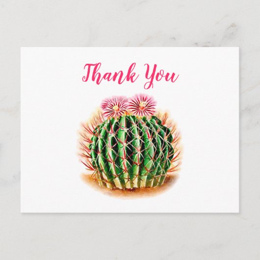 Waterverf Succulent Floral Cactus Bedankt Briefkaart (Voorkant)