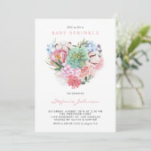 Waterverf Succulent Floral Heart Baby Sprinkle Kaart (Staand voorkant)