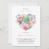 Waterverf Succulent Floral Heart Bridal Tea Party Kaart (Voorkant)
