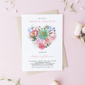 Waterverf Succulent Floral Heart Vrijgezellenfeest Kaart