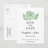 waterverf succulent floral Save the dates Aankondigingskaart (Voorkant / Achterkant)
