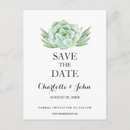 waterverf succulent floral Save the dates Aankondigingskaart
