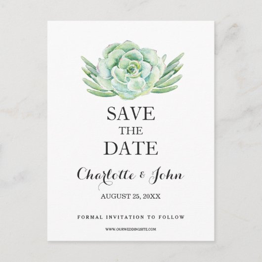 waterverf succulent floral Save the dates Aankondigingskaart (Voorkant)