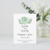 waterverf succulent floral Save the dates Aankondigingskaart (Staand voorkant)