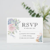 Waterverf Succulent Floral Vintage Wedding RSVP (Staand voorkant)