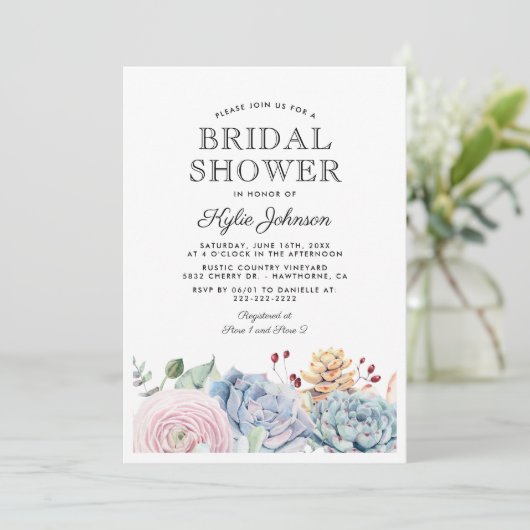 Waterverf Succulent Floral Vrijgezellenfeest Kaart (Staand voorkant)