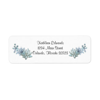 Waterverf Succulent & Flower Retouradreslabel Etiket