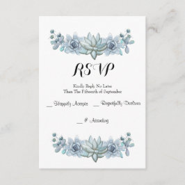 Waterverf Succulent & Flower Wedding RSVP Kaart