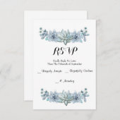 Waterverf Succulent & Flower Wedding RSVP Kaart (Voorkant / Achterkant)