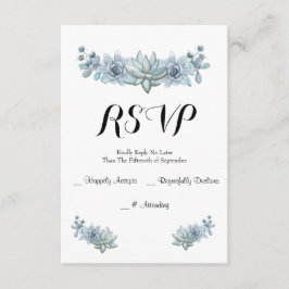 Waterverf Succulent & Flower Wedding RSVP Kaart