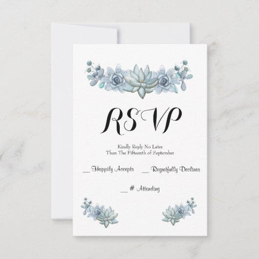 Waterverf Succulent & Flower Wedding RSVP Kaart (Voorkant)