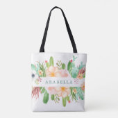 Waterverf Succulent Flowers op White Tote Bag (Achterkant)