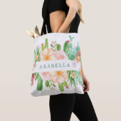 Waterverf Succulent Flowers op White Tote Bag (Dichtbij)