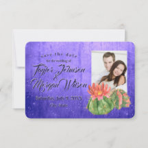 Waterverf Succulent Foto Paars Save the Date