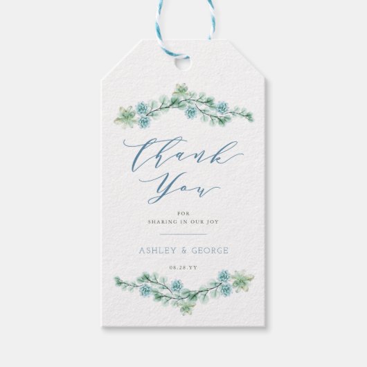 Waterverf Succulent Garden Chic Wedding Hartelijk Cadeaulabel (Voorkant)