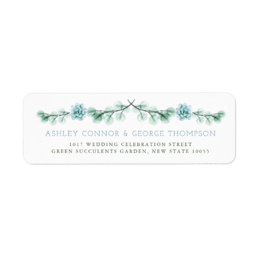 Waterverf Succulent Garden Summer Weddenschap Etiket (Voorkant)