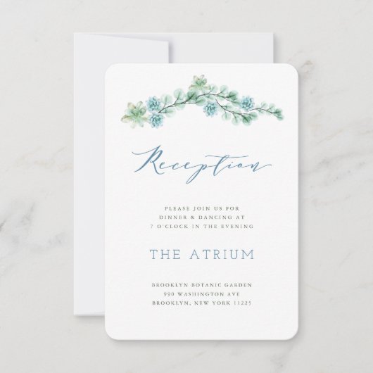 Waterverf Succulent Garden Wedding Reception Kaart (Voorkant)