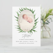 Waterverf Succulent Geboorte Aankondiging Fotokaar (Staand voorkant)