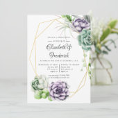 Waterverf Succulent Geometric Rehearsal Dinner Kaart (Staand voorkant)