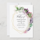 Waterverf Succulent Geometric Wedding Foto Kaart (Voorkant)