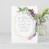 Waterverf Succulent Geometric Wedding Kaart (Staand voorkant)