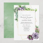 Waterverf Succulent Geometric Wedding Kaart (Voorkant / Achterkant)