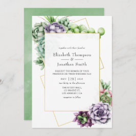 Waterverf Succulent Geometric Wedding Kaart